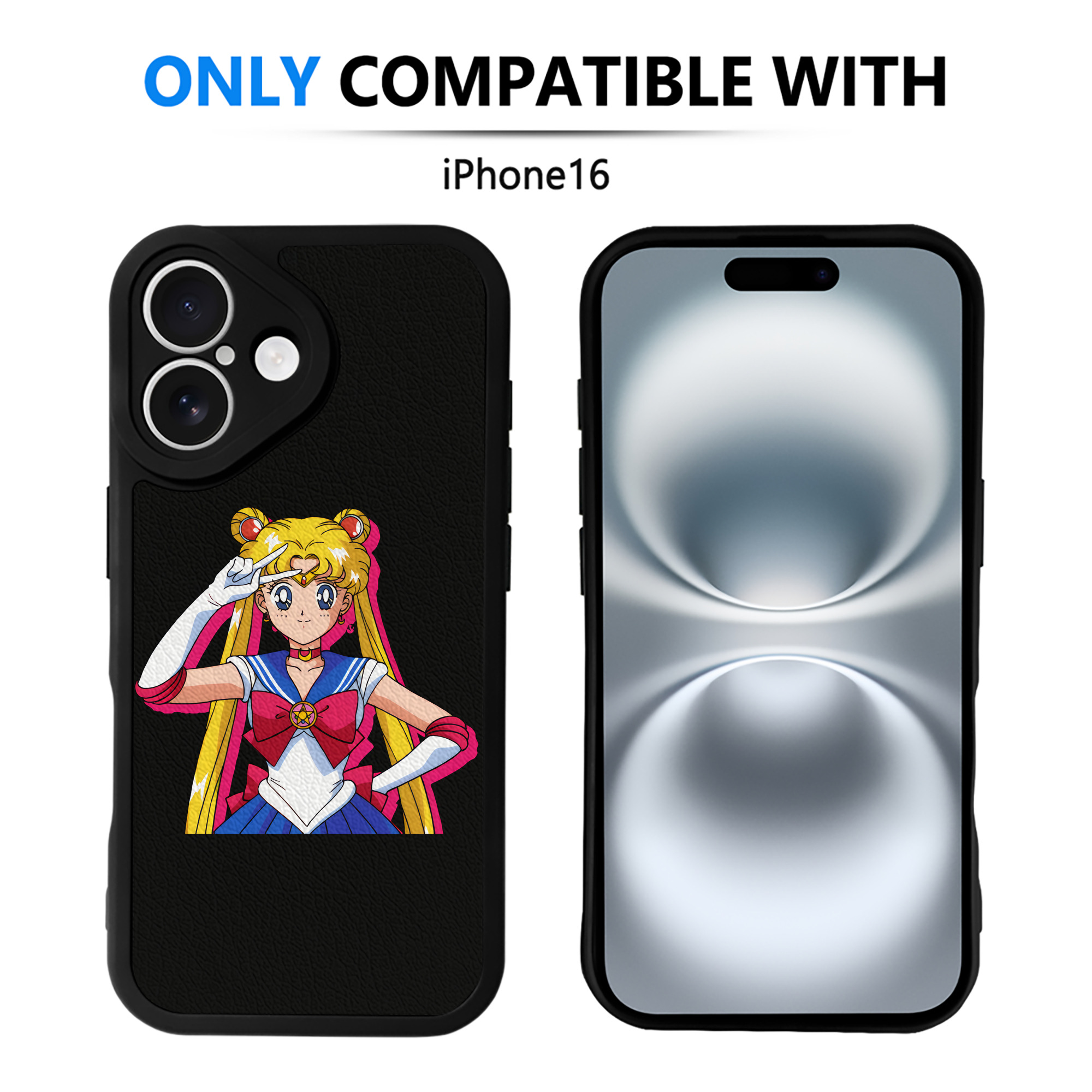 （画像用） 美少女戦士セーラームーン 月野 うさぎ つきの うさぎ Sailor Moon Tsukino Usagi 【iPhone 16シリーズ対応】シリコンスマホケース（レザー調） 材質：シリコン